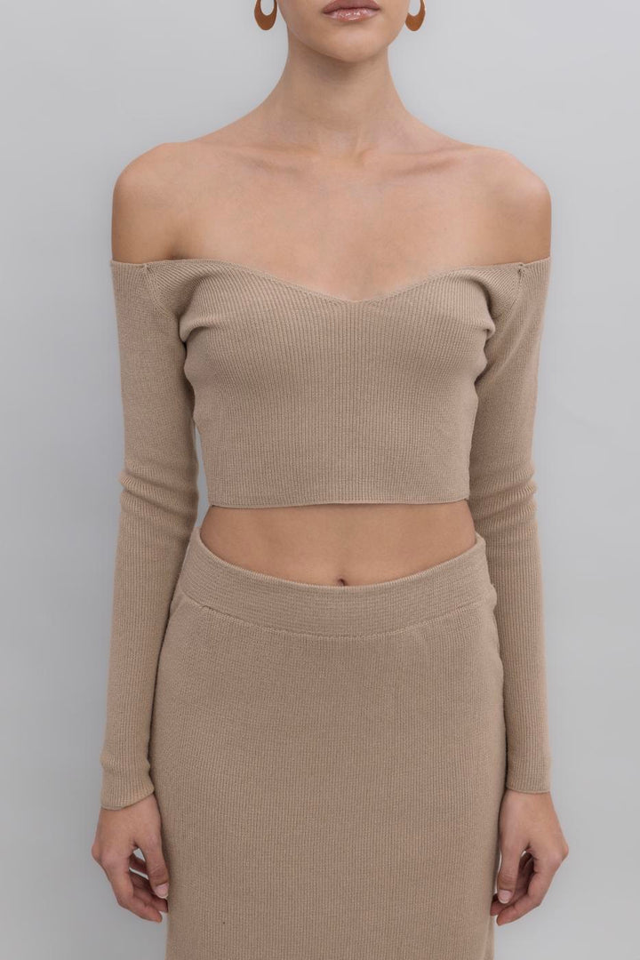 BSL Women Knit Carmen Neck Crop Top - Montréal