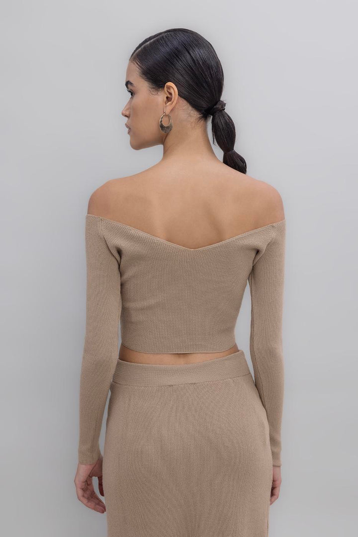 BSL Women Knit Carmen Neck Crop Top - Montréal