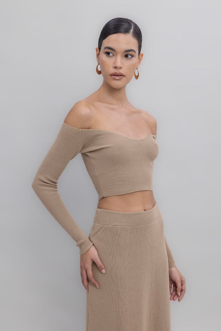 BSL Women Knit Carmen Neck Crop Top - Montréal