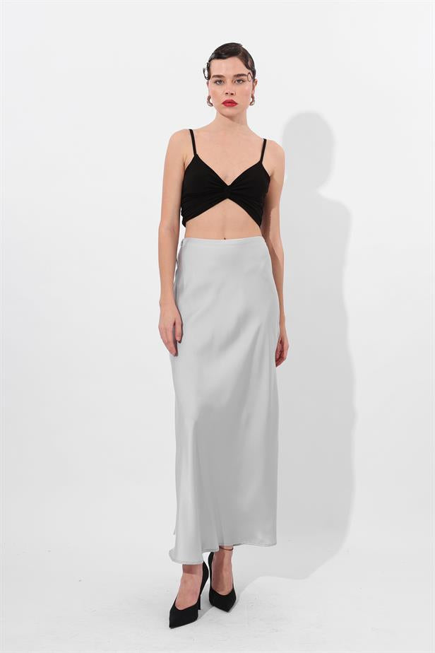 RYN Wholesale Satin Long Skirt Gray - Hobbs