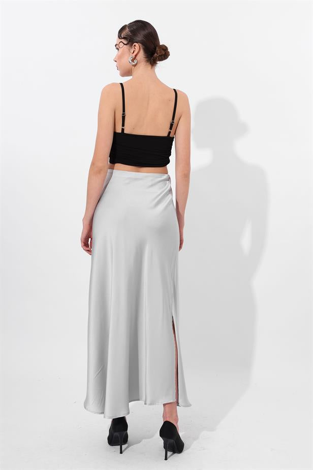 RYN Wholesale Satin Long Skirt Gray - Hobbs