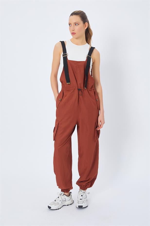 RYN Cargo Pocket Jumpsuit - BROWN - Grantham