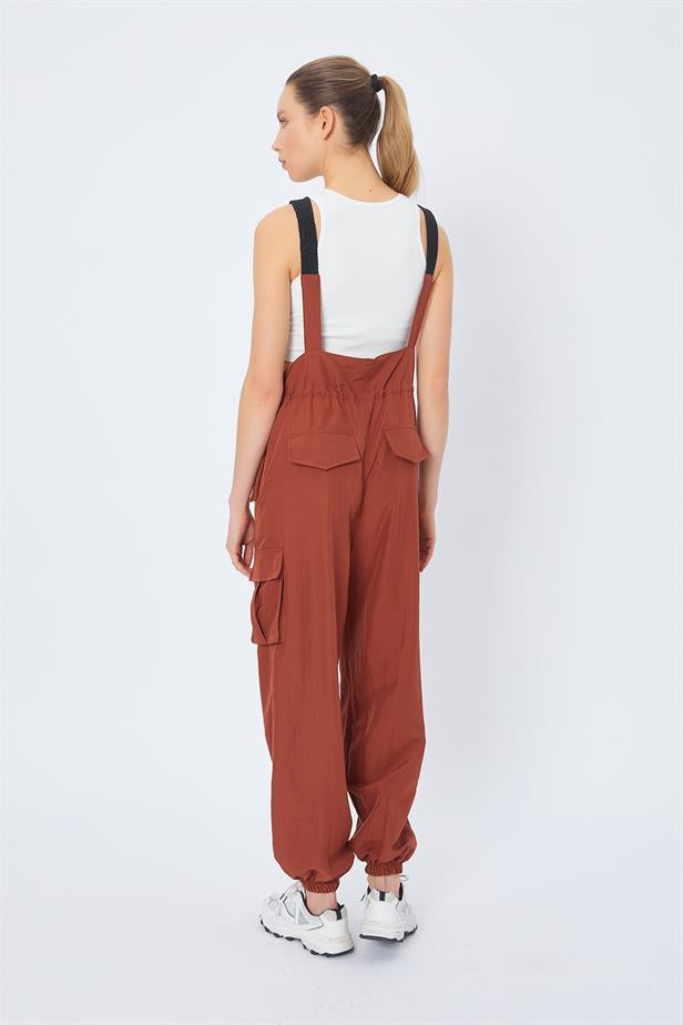 RYN Cargo Pocket Jumpsuit - BROWN - Grantham