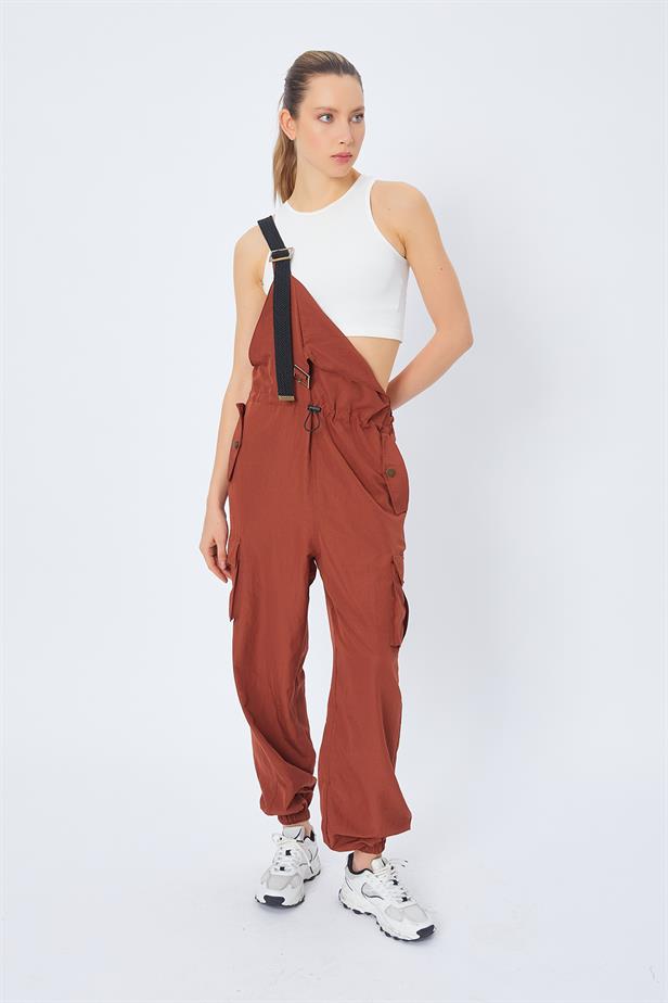 RYN Cargo Pocket Jumpsuit - BROWN - Grantham