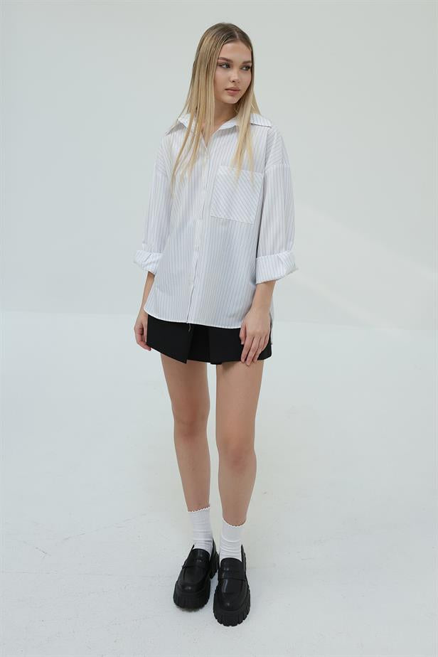 RYN Striped Pocket Shirt - White - San Antonio Abad