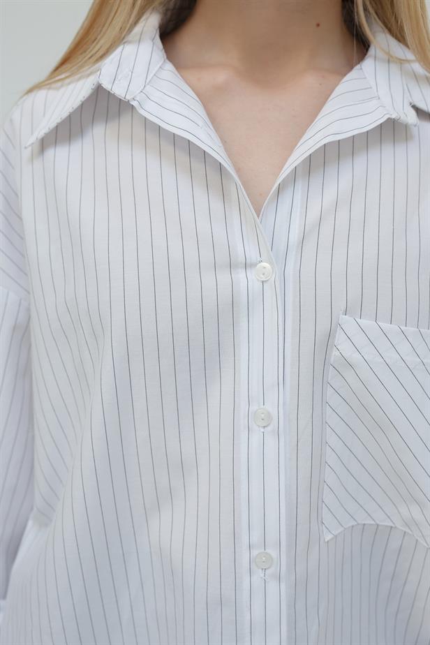 RYN Striped Pocket Shirt - White - San Antonio Abad