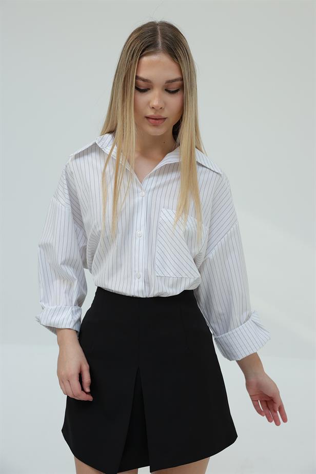 RYN Striped Pocket Shirt - White - San Antonio Abad