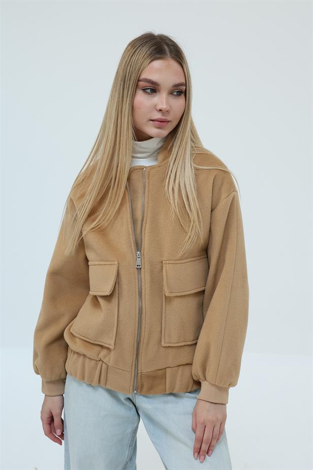 RYN Zippered Furry Coat - Camel - Zempoala