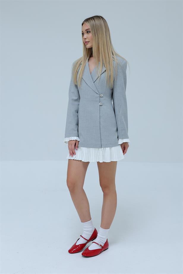 RYN Pleated Jacket Dress - Gray - Moerdijk