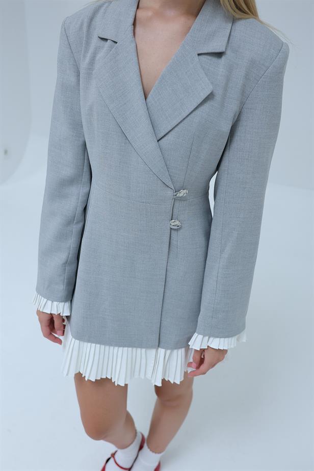 RYN Pleated Jacket Dress - Gray - Moerdijk