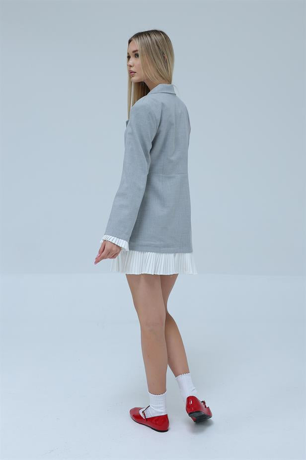 RYN Pleated Jacket Dress - Gray - Moerdijk