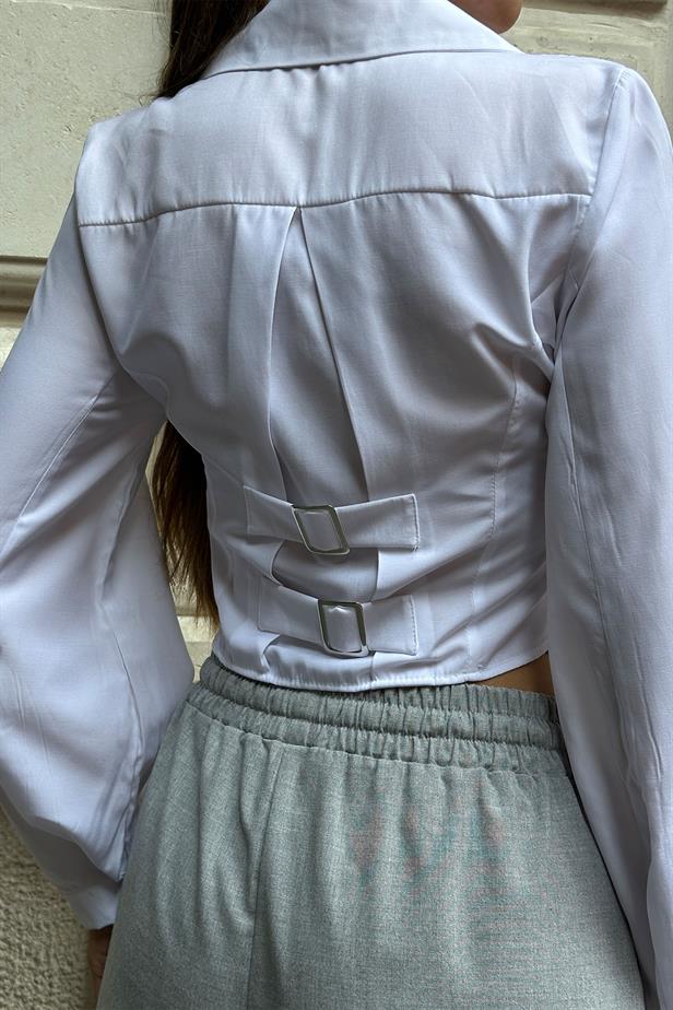 RYN BACK BELT DETAIL SHIRT - White - Veldhoven