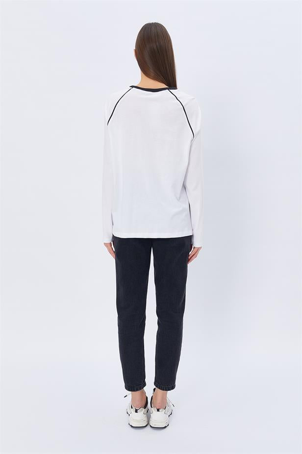 RYN Printed Long Sleeve T-shirt - WHITE - Umán