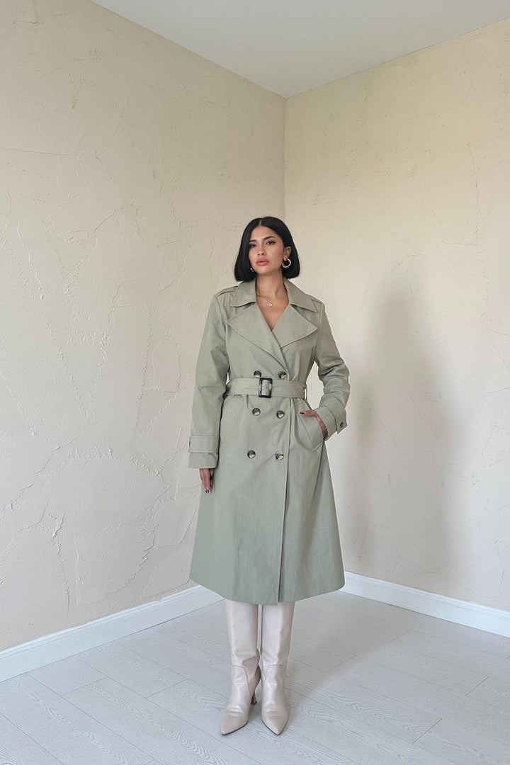 Els Long Sticeed Trench Poat - Khaki - Ciudad Guzmán