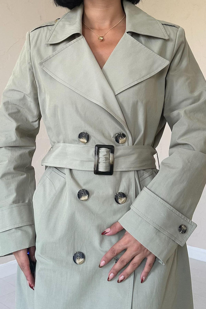 Els Long Sticeed Trench Poat - Khaki - Ciudad Guzmán