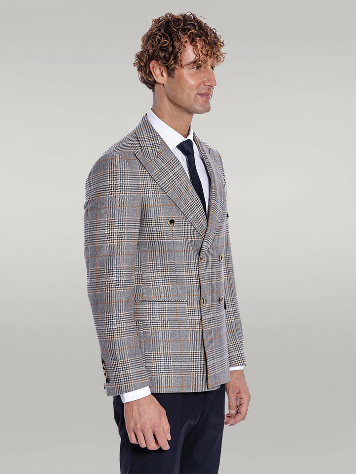 WSS Double Breasted Checked Anthracite Men Blazer  - Singen