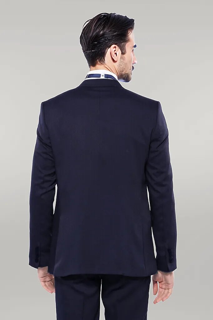 WSS Velvet Collar Patterned Dark Blue Tuxedo  - Singen