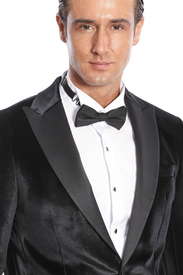 WSS Velvet Slim Fit Black Men Tuxedo Jacket  - Singen