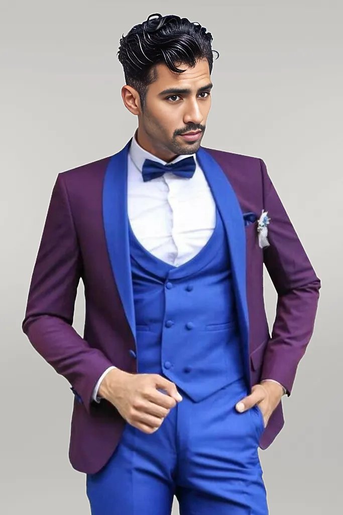 WSS Vested Combined Burgundy-Blue Tuxedo  - Singen