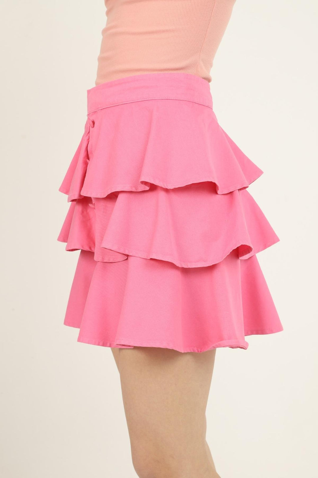 ELS Flounced Denim Skirt - Pink - Gilroy