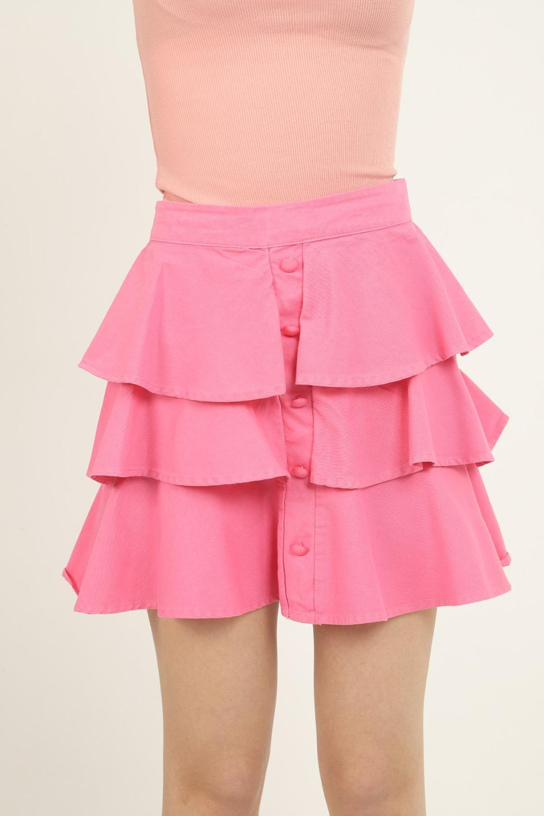 ELS Flounced Denim Skirt - Pink - Gilroy