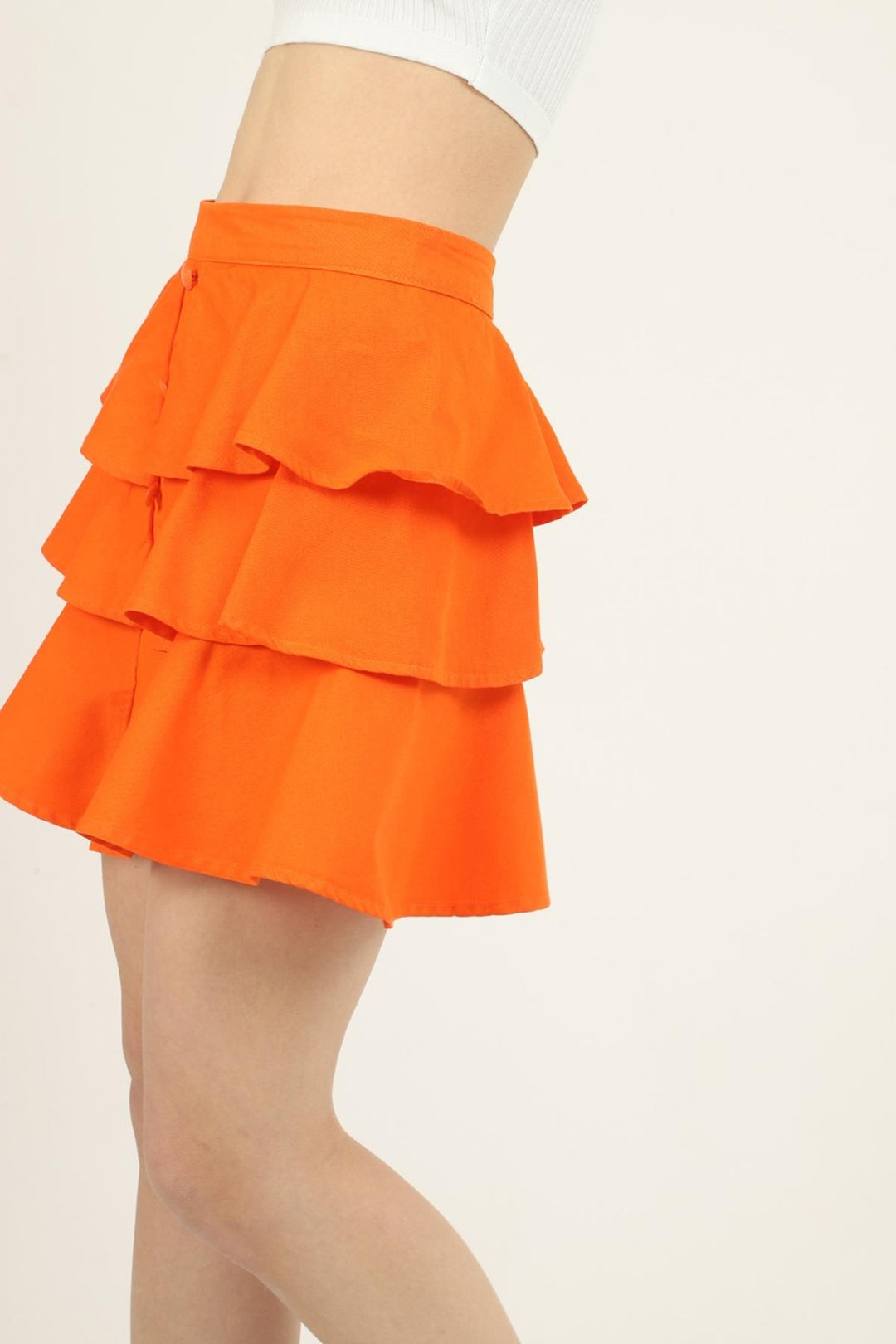 ELS Pleated Denim Skirt - Orange - Maddaloni