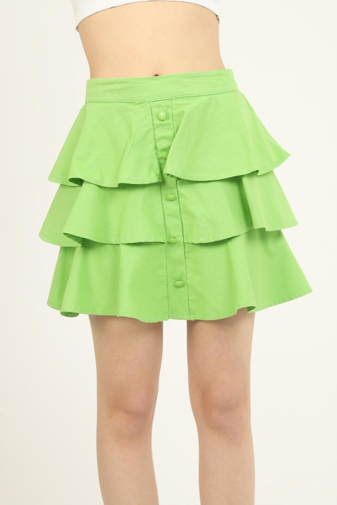 ELS Flounced Denim Skirt - Green - Tarrasa