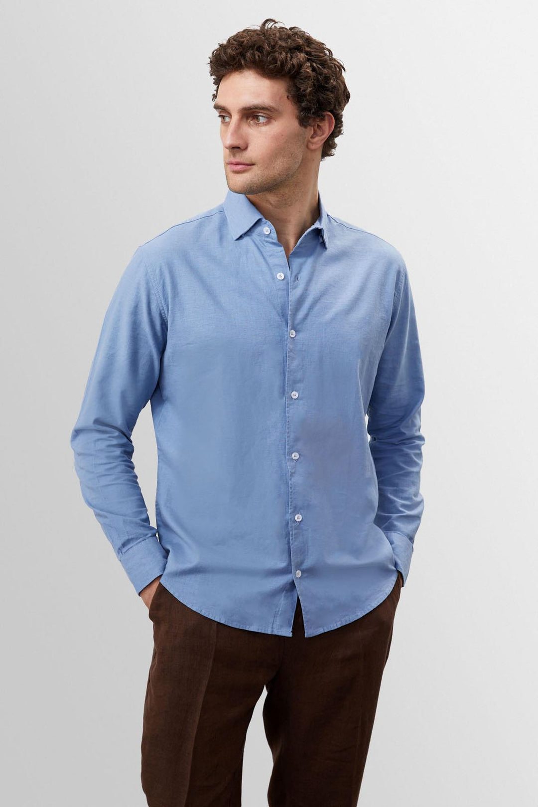 ANT Collar Button Detailed 100% Linen Men's Shirt - Lincoln