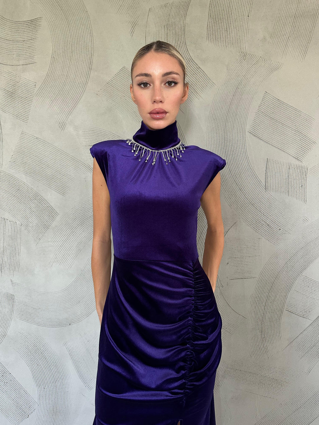 Robe ruée ornée d'Els en pierre - Purple - Zacatepec