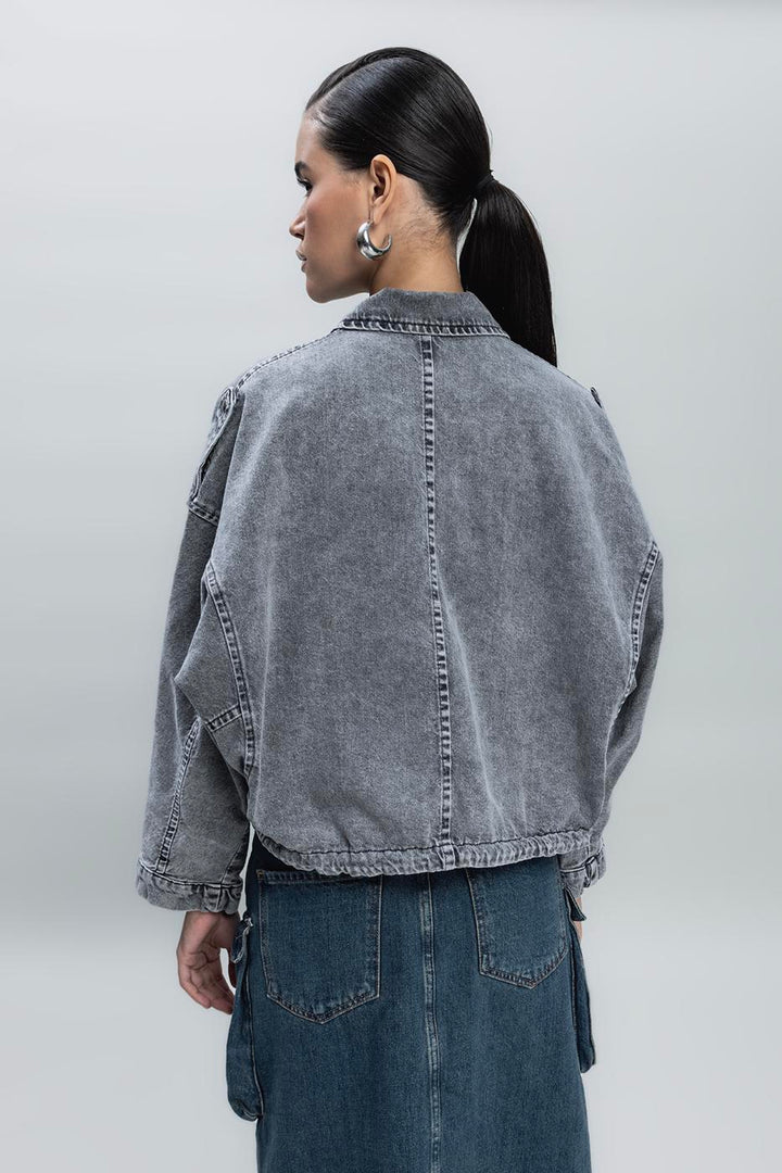 BSL Women Bat-wing Sleeve Denim Coat - San Jacinto