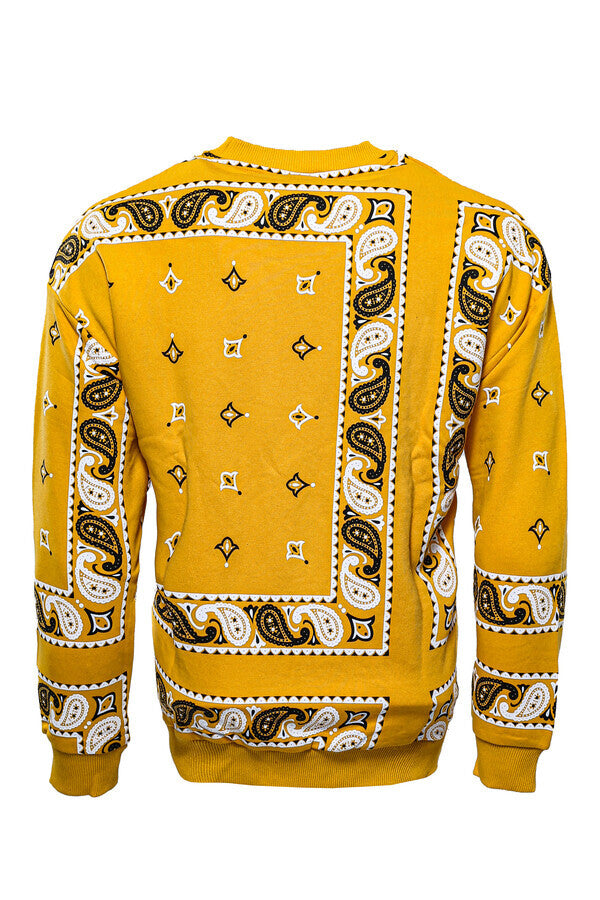 WSS Yellow Patterned Crew Neck Sweater  - Singen