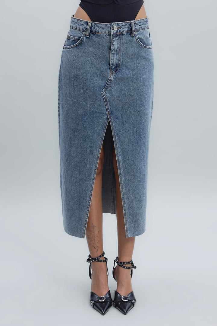 BSL Women Slit Detailed Denim Skirt - New Tecumseth