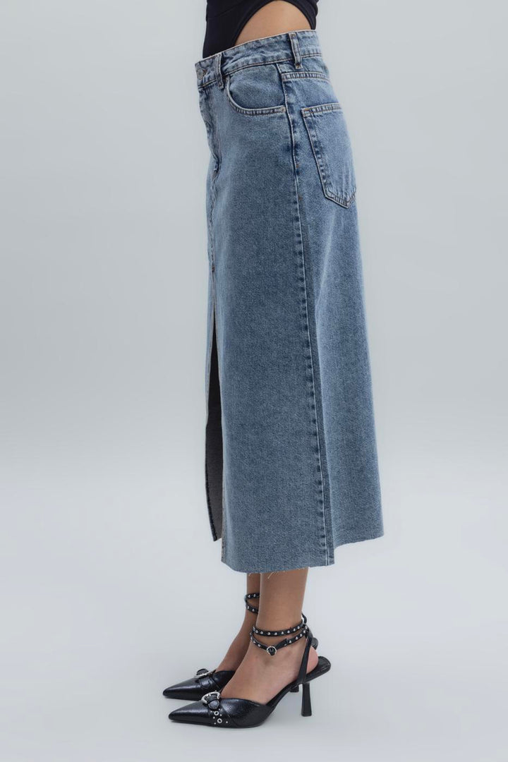 BSL Women Slit Detailed Denim Skirt - New Tecumseth