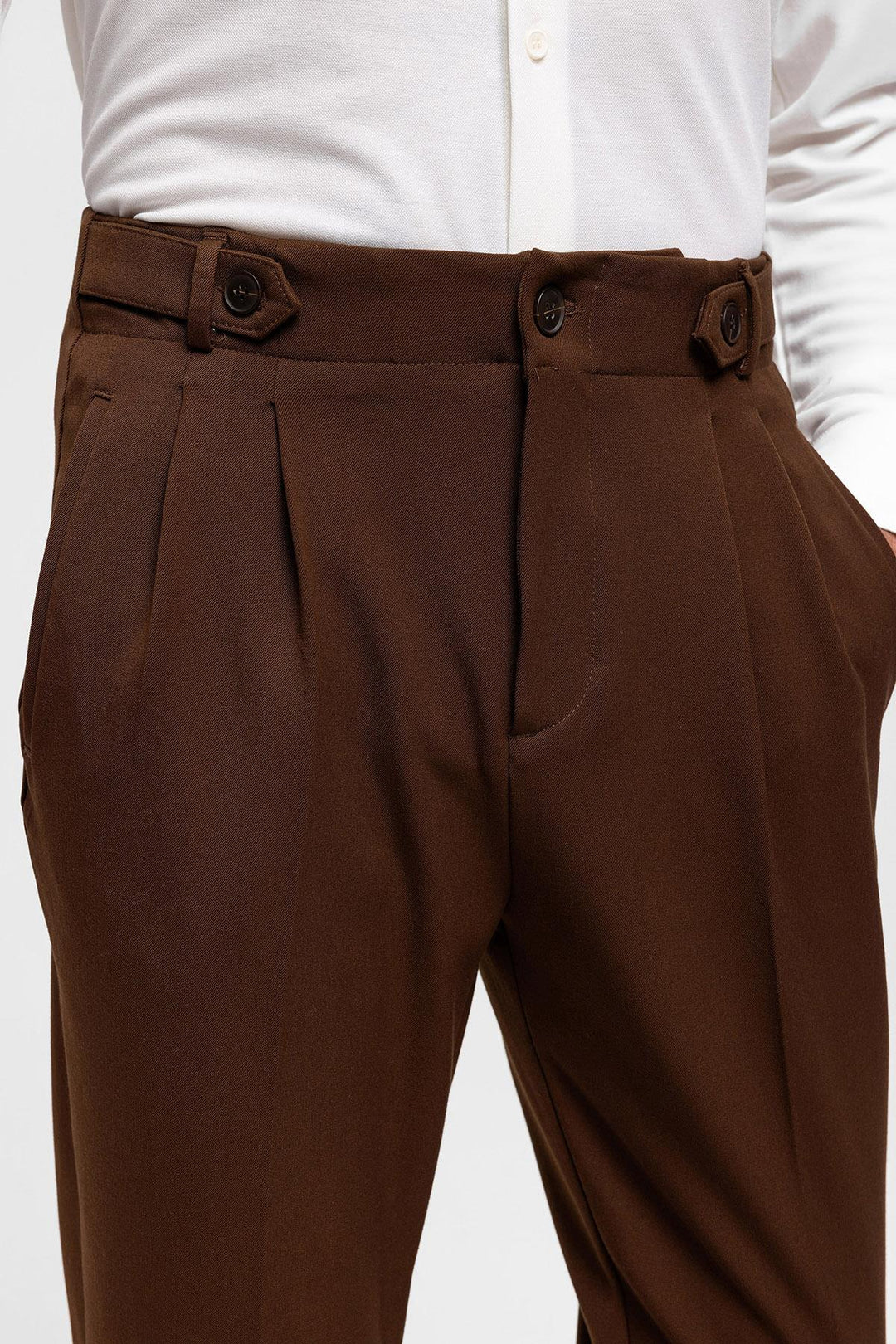 ANT High Waist (Boyfriend) Pleated Fabric Trousers - Swadlincote