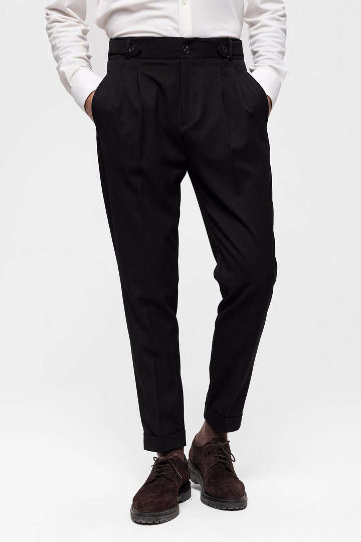 ANT High Waist (Boyfriend) Pleated Fabric Trousers - Plainfield