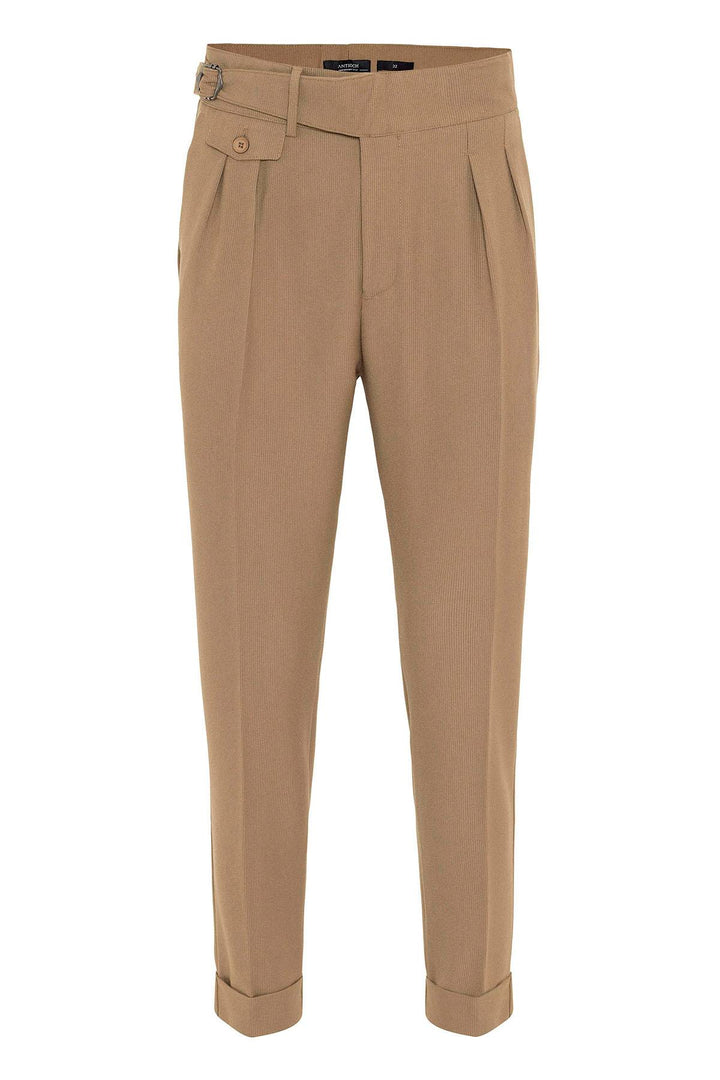 ANT High Waist (Boyfriend) Pleated Fabric Trousers With Buckle Belt - Berkeley