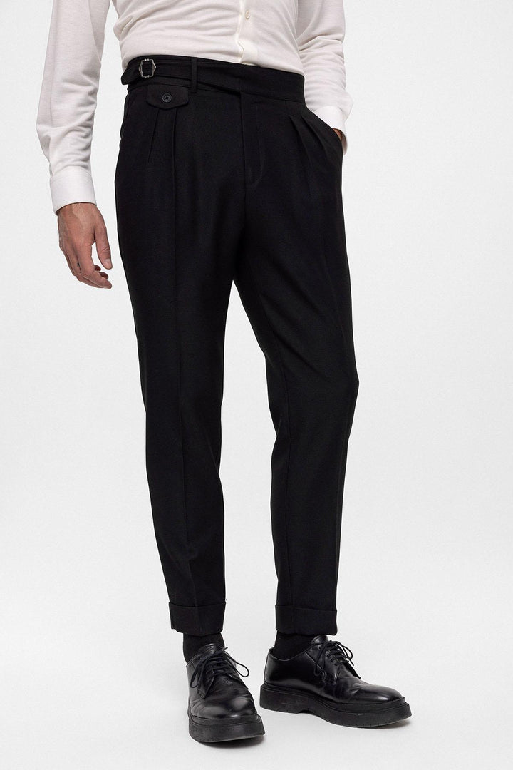 ANT High Waist (Boyfriend) Pleated Fabric Trousers With Buckle Belt - Würzburg