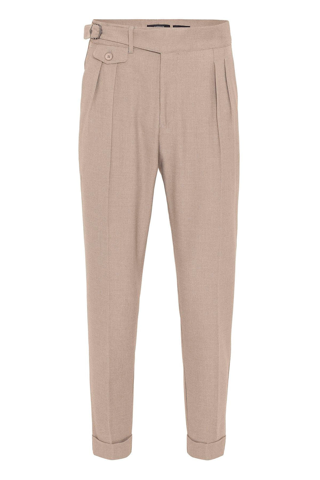 ANT High Waist (Boyfriend) Pleated Fabric Trousers With Buckle Belt - Temple