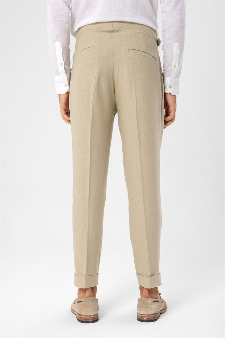 ANT High Waist (Boyfriend) Pleated Fabric Trousers With Buckle Belt - Rapid City