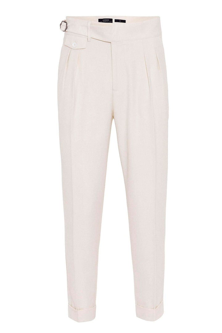 ANT High Waist (Boyfriend) Pleated Fabric Trousers With Buckle Belt - Taunton