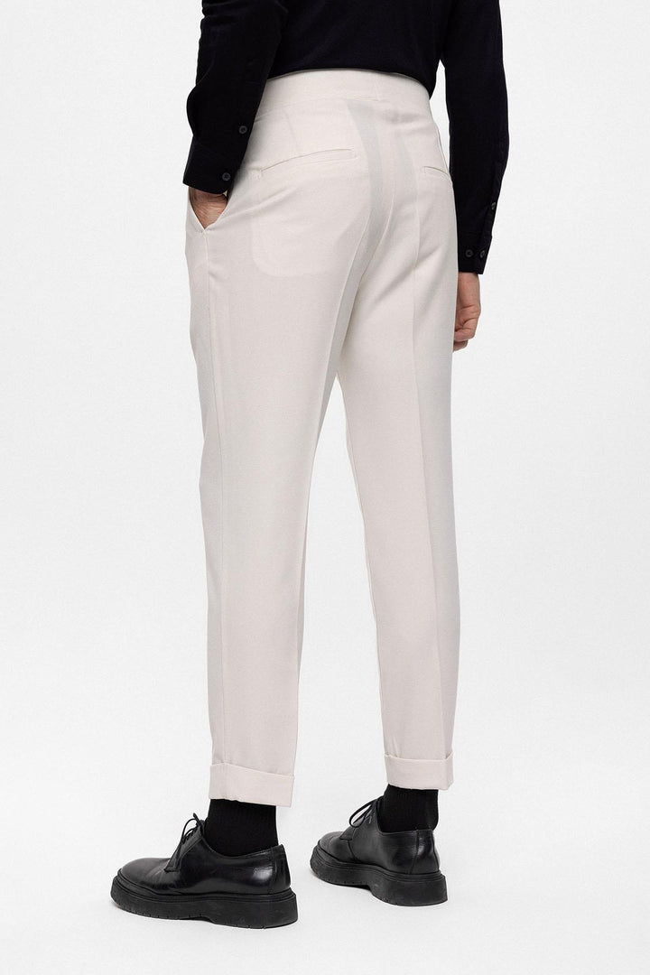 ANT High Waist (Boyfriend) Pleated Fabric Trousers With Buckle Belt - Taunton