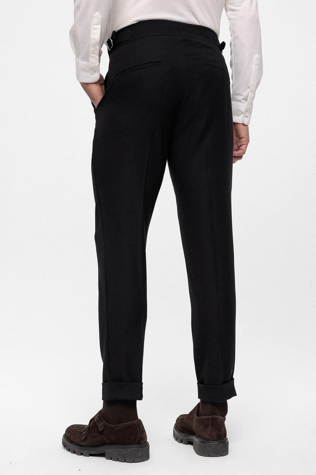 ANT High Waist (Boyfriend) Side Buckled Belt Detail Pleated Fabric Trousers - Utica