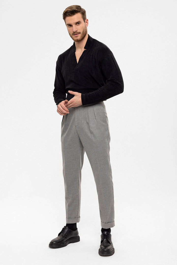 ANT High Waist Double Pleated Men's Trousers - Ontario