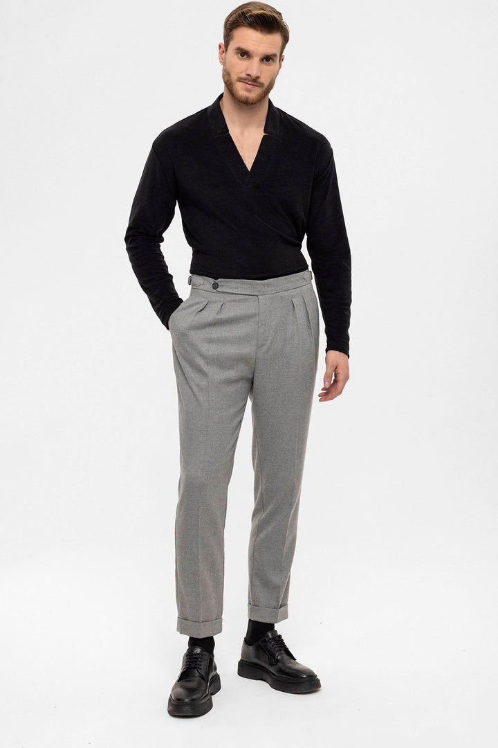 ANT High Waist Double Pleated Men's Trousers - Ontario