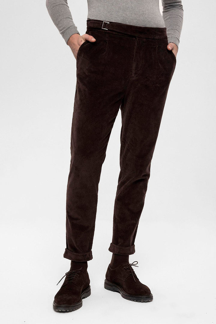 ANT High Waist Double Leg Velvet Men's Trousers - Casper