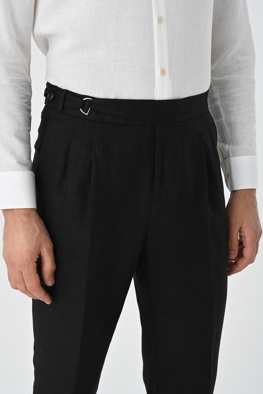 ANT High Waist Linen Blend Pleated Men's Trousers - Gilroy