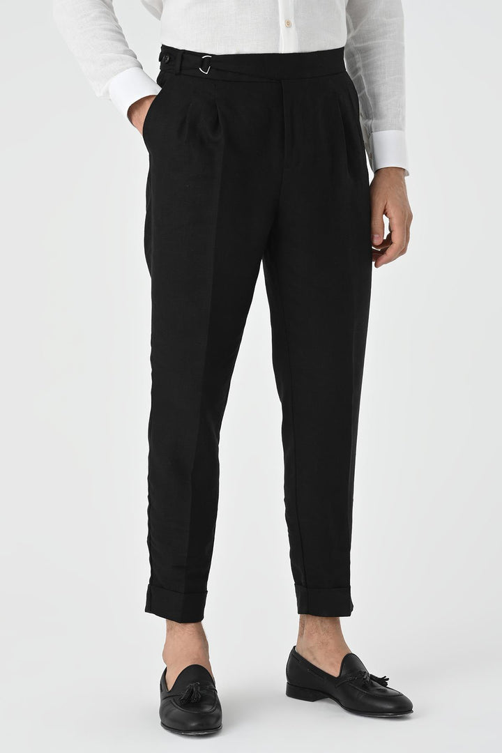 ANT High Waist Linen Blend Pleated Men's Trousers - Gilroy