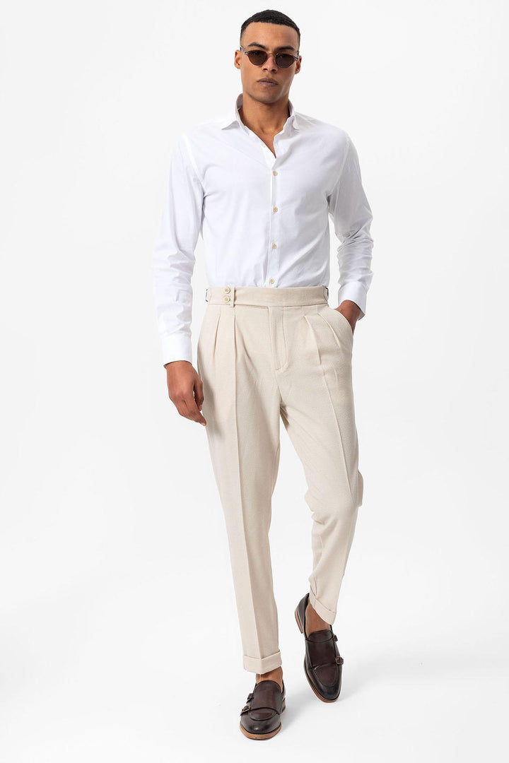 ANT High Waist Pleated Textured Men's Trousers - Sesto San Giovanni