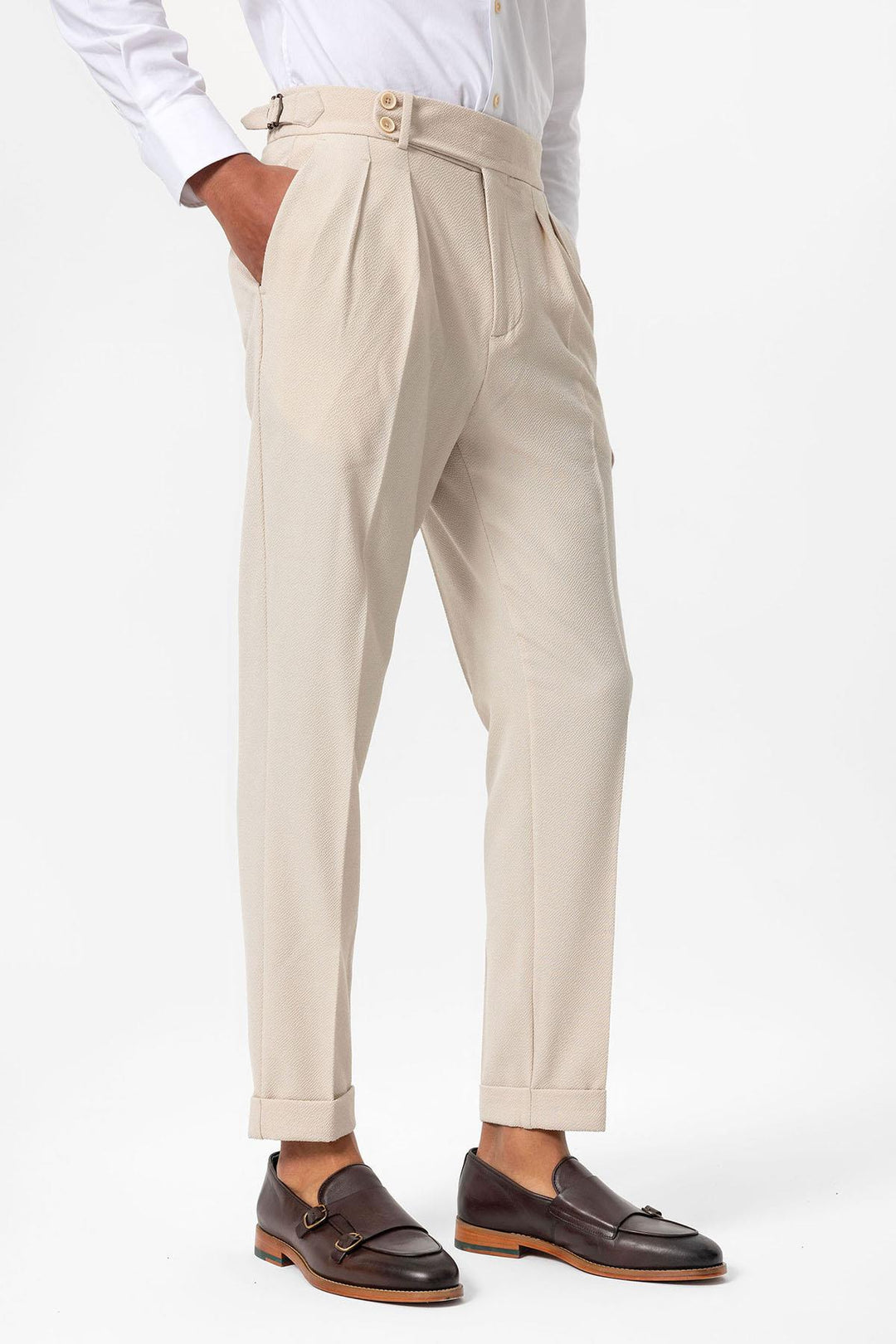 ANT High Waist Pleated Textured Men's Trousers - Sesto San Giovanni