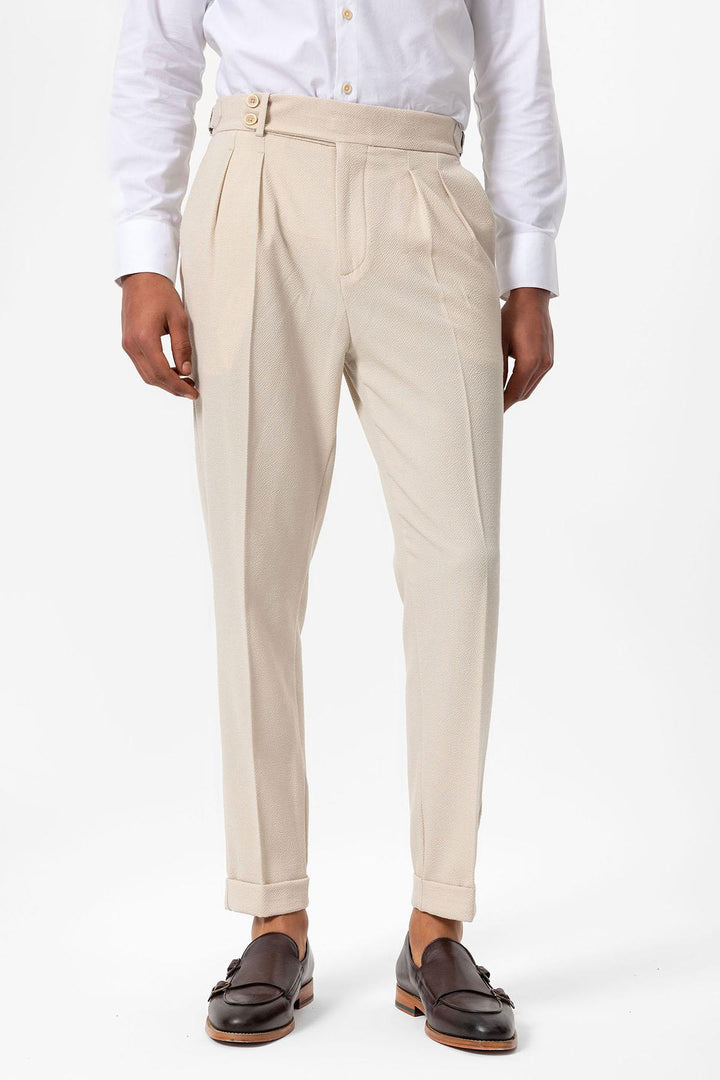 ANT High Waist Pleated Textured Men's Trousers - Sesto San Giovanni